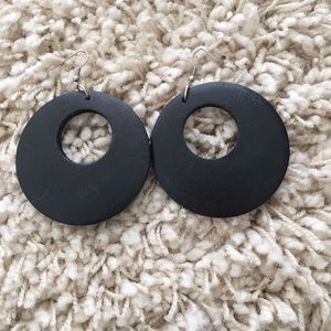 Black wood style earrings